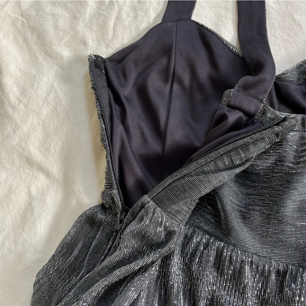 Dynamite Sparkly Silver Ruffle Mini-Dress - Picture 4 of 6